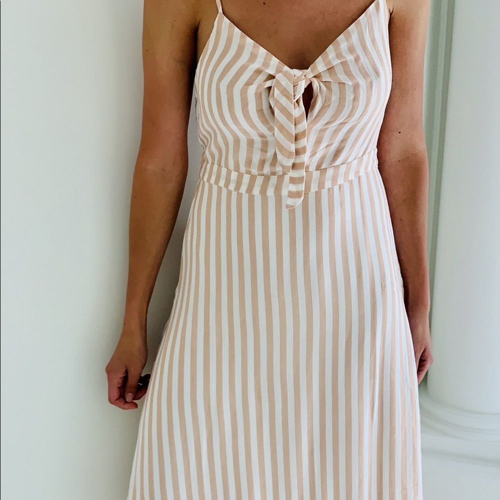 Blush striped midi dress